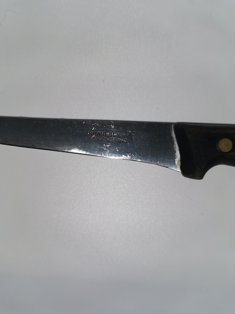 LUDWIG SCHIFF Vintage 10" Boning knife Stainless, W/ Wood Handle Dolingen German - Picture 2 of 6
